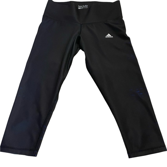 Adidas Climalite Techfit Compression Capri Leggings Size Med Excellent Condition - Picture 1 of 11